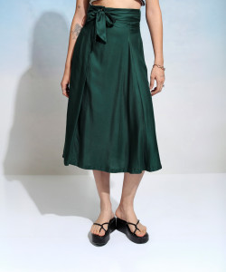 Tokyo Talkies Solid Women A-line Green Skirt