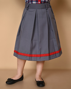 barkatdesigningplanet Solid Girls Pleated Grey Skirt
