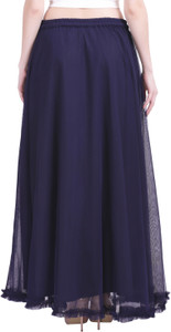 Warsian Solid Women Flared Blue Skirt