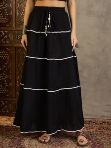 vansiri Woven Women Flared Black Skirt