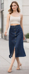 MSNKAPPREL Solid Women Regular Dark Blue Skirt