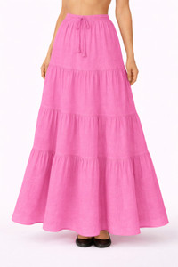 KAISH Self Design Women Gathered Pink Skirt