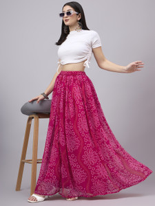 Jds Lifestyle Printed Women Flared Pink Skirt