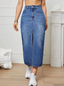 Herway Women Straight Blue Skirt - Image 6