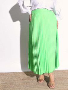 SASSAFRAS Curve Solid Women Pleated Green Skirt