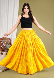 skart Printed Women Flared Yellow Skirt
