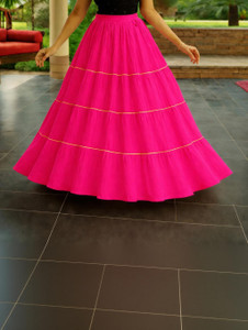 Yashaswini Self Design Women Flared Pink Skirt
