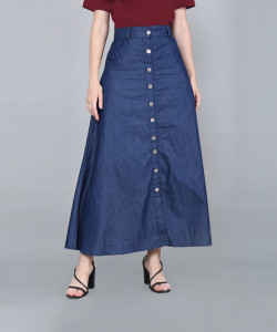 Codaisy Solid Women A-line Blue Skirt