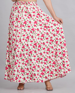 AARMAD Printed Women Flared Red Skirt