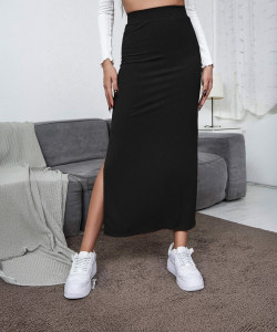 CuisineX Solid Women Regular Black Skirt