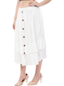 AAR FASHIONS Solid Women Pleated White Skirt
