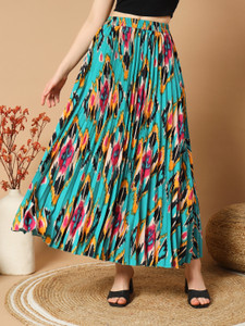 OTABU Floral Print Women A-line Multicolor Skirt