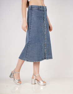 AKSHA CREATION Solid Women A-line Light Blue Skirt