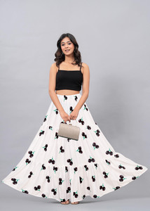 ADITIENTERPTISE Floral Print Women Flared White Skirt