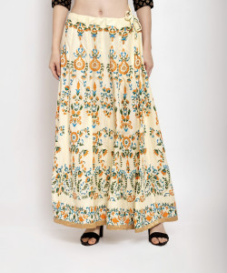 Trend Level Floral Print Women Gathered White Skirt