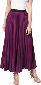 ZWERLON Solid Women Flared Purple Skirt