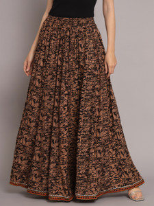 NYPA Printed Women Flared Brown Skirt