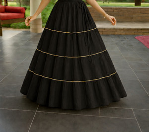yaswashini Embroidered Women Flared Black Skirt