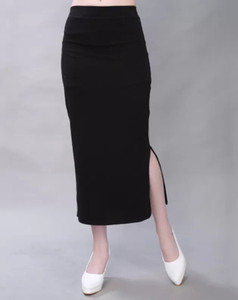 Fashionez Solid Women Pencil Black Skirt