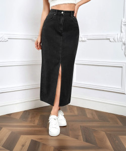 dolsia Solid Women Pencil Black Skirt