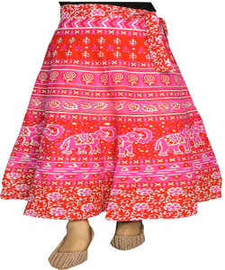 ANUNJA Printed Women Regular Pink Skirt