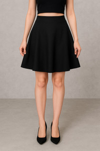 RUPSHIKA Solid Women A-line Black Skirt