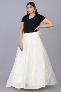 SEER Solid Women Regular White Skirt
