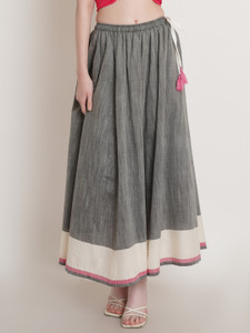 Hive91 Colorblock Women Flared Grey Skirt