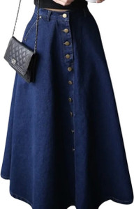 ts fashion Solid Women A-line Blue Skirt