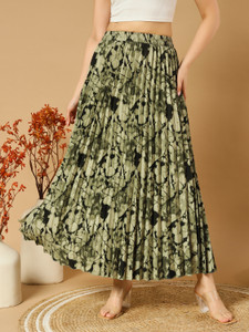 ZWERLON Dyed Women A-line Dark Green Skirt