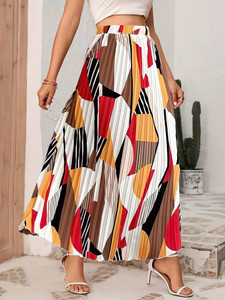 OTABU Printed Women Flared Multicolor Skirt