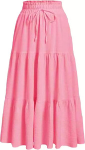 Biubaa Solid Women A-line Pink Skirt
