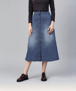 SASSAFRAS Washed Women Regular Blue Skirt