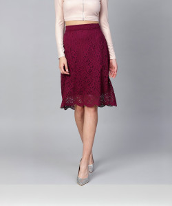 ATHENA Self Design Women A-line Maroon Skirt