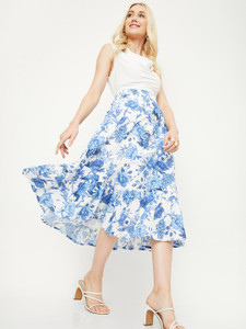 MAX Printed Women Regular White Skirt