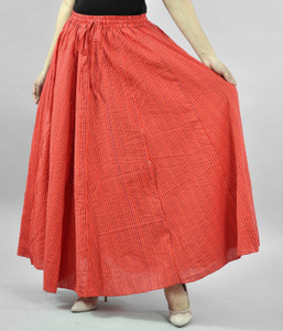 AARMAD Striped Women Flared Red Skirt