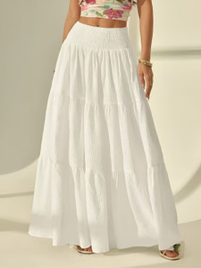 ZWERLON Solid Women Flared White Skirt