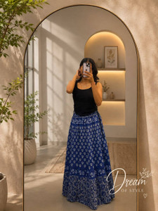 Dream of style Printed Women Flared Blue Skirt
