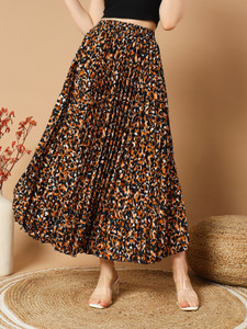 OTABU Floral Print Women A-line Multicolor Skirt