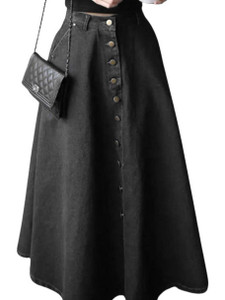 Tripursundari Fashion Washed Women A-line Black Skirt