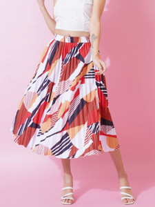 OTABU Printed Women A-line White Skirt