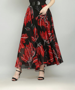Raabta Fashion Solid Women Flared Red Skirt