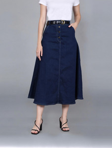 Codaisy Solid Women A-line Blue Skirt