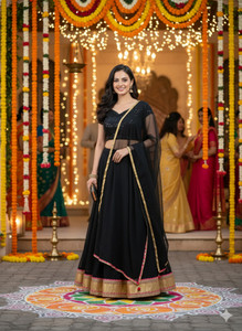 auraori Embellished, Solid Women Gathered Black, Gold Skirt