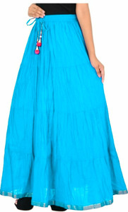 Custom-fashion Solid Women Flared Light Blue Skirt