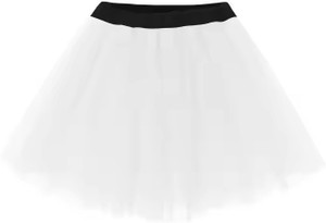 Alisha Moda Solid Girls Regular White Skirt