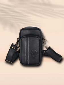 Pramadda Pure Luxury Black Sling Bag Stylish Mobile SMALL Leather Sling Bag for Men Women |