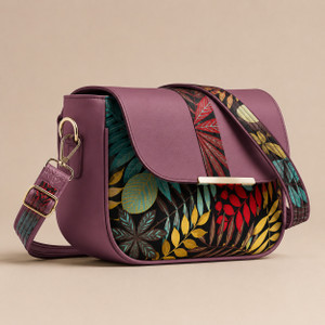speginic Purple Sling Bag Trendy Leafy Luxe Crossbody