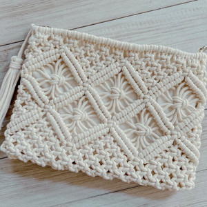 RaisingCraft White Sling Bag Macrame handbag purse for women and girls