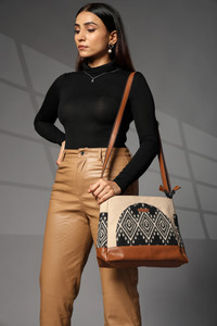 ENSAC Brown Sling Bag Women's Premium Cotton/ Full Sling Shoulder Bag | Ladies Purse Handbag